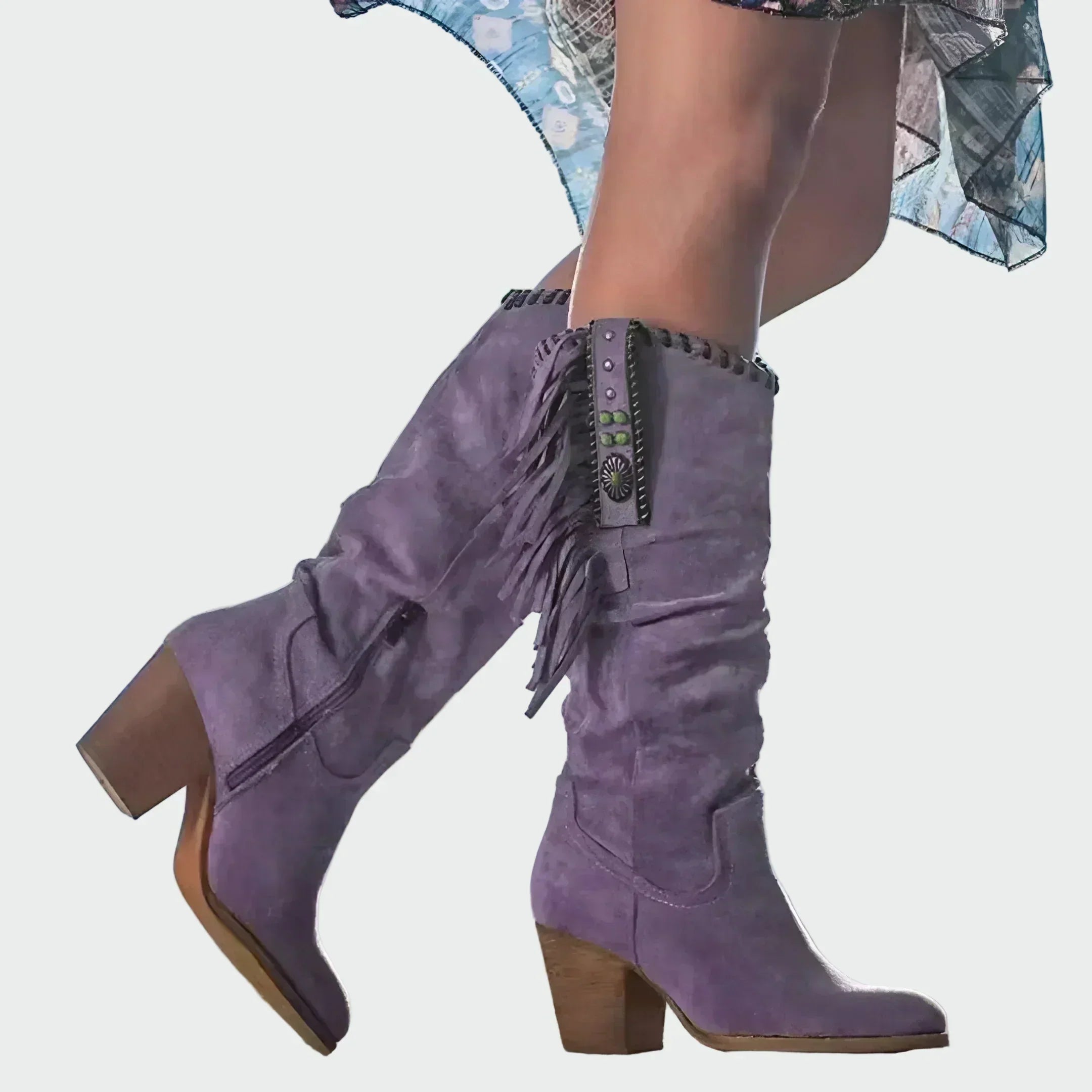Isla - Comfortable Faux Suede Cowboy Ankle Boots