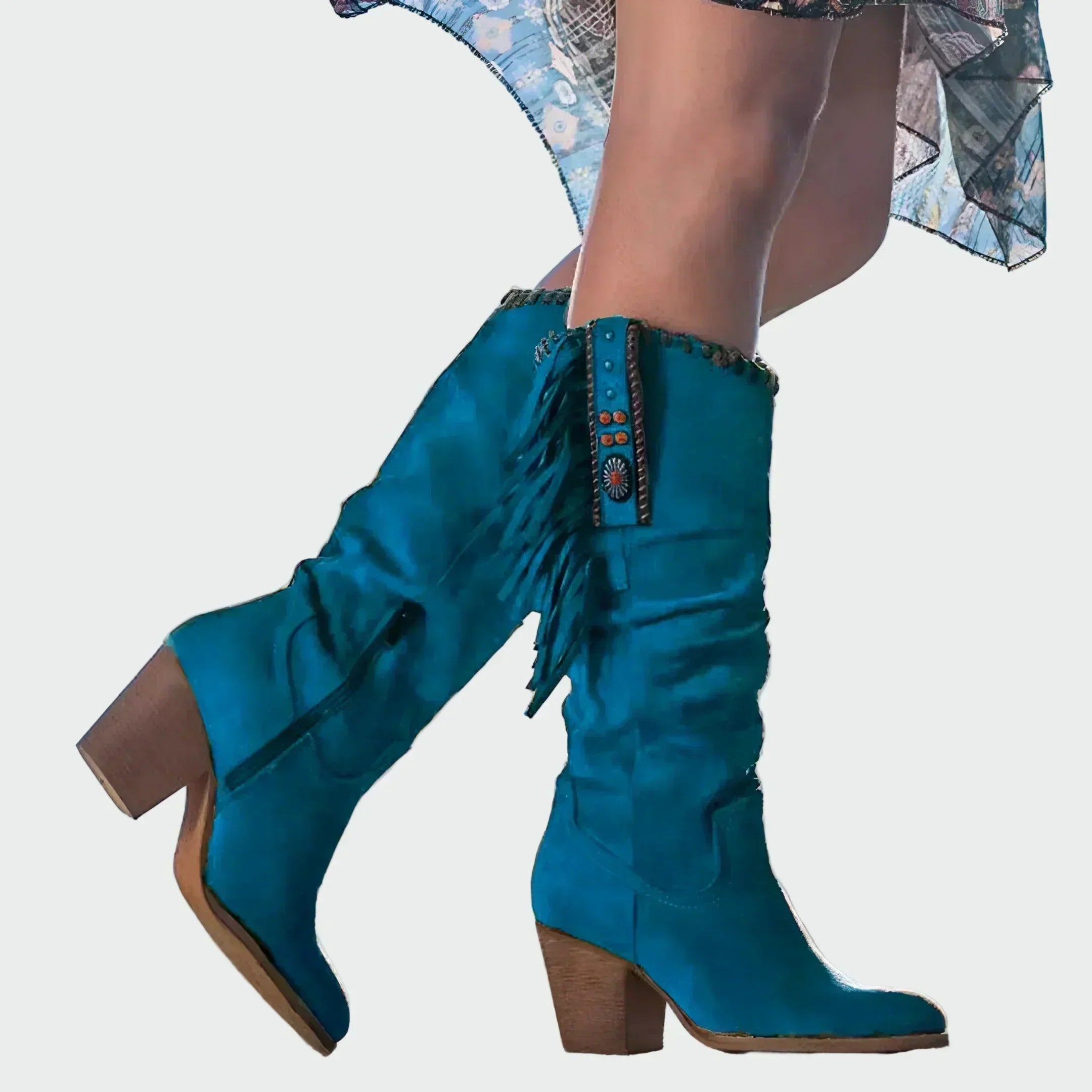 Isla - Comfortable Faux Suede Cowboy Ankle Boots