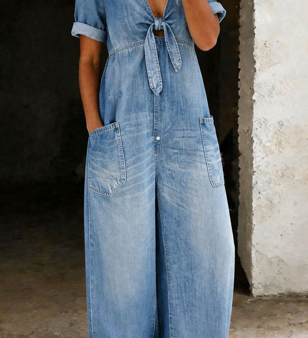 Matilda - Short Sleeve V-Neck Jumpsuit