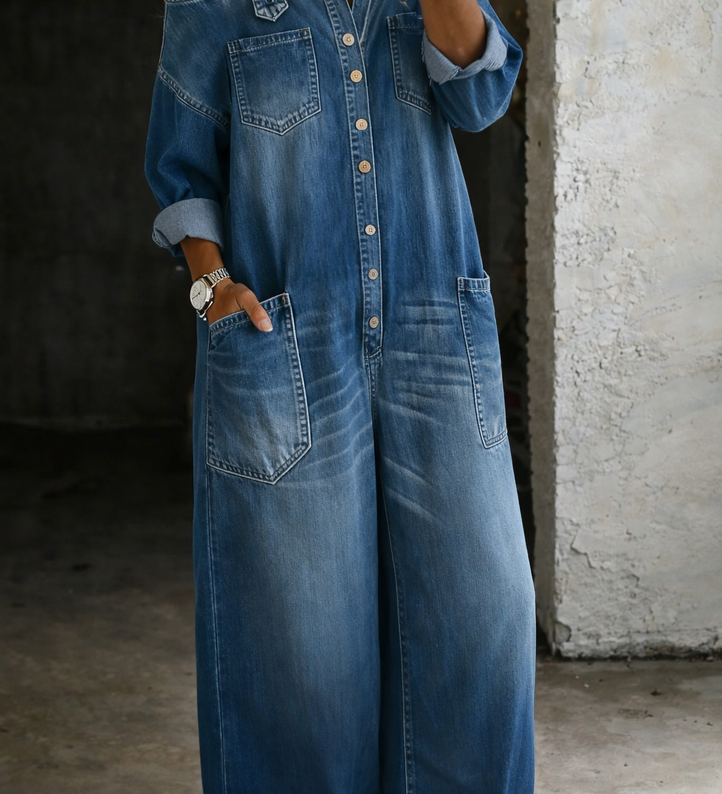 Charlotte - Off-Shoulder Denim Jumpsuit