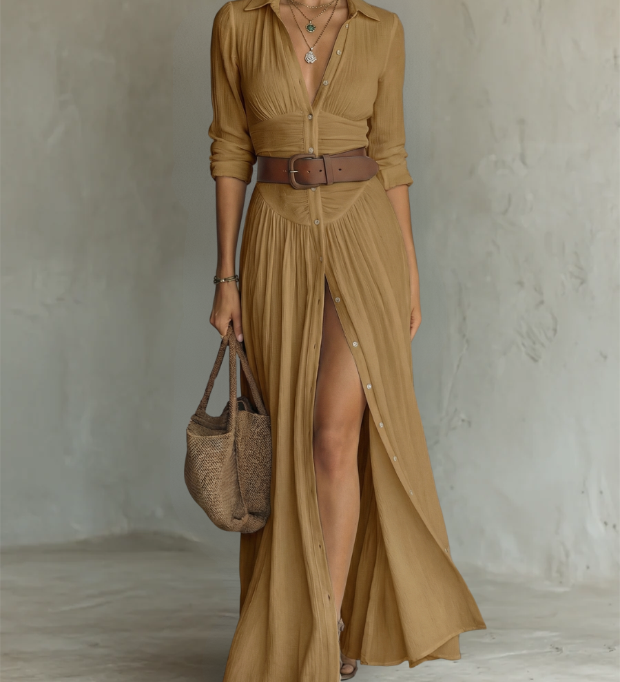 Lucy - Notched Collar Maxi Dress