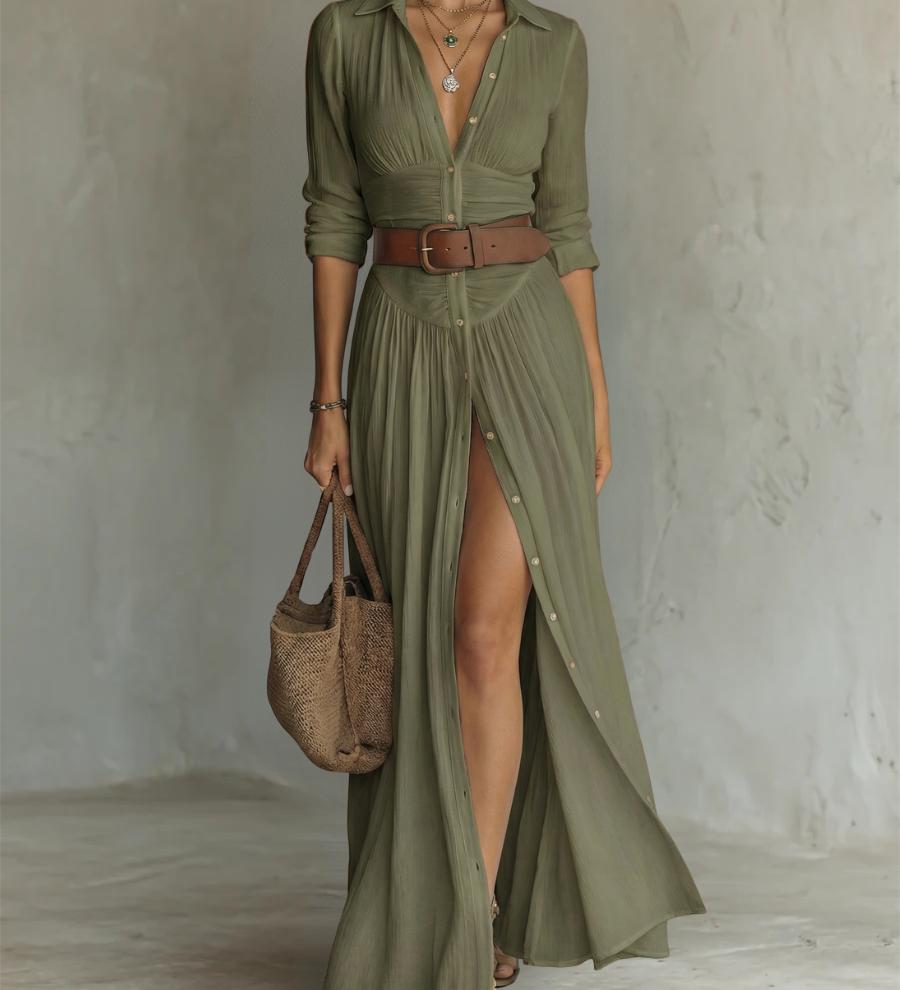 Lucy - Notched Collar Maxi Dress