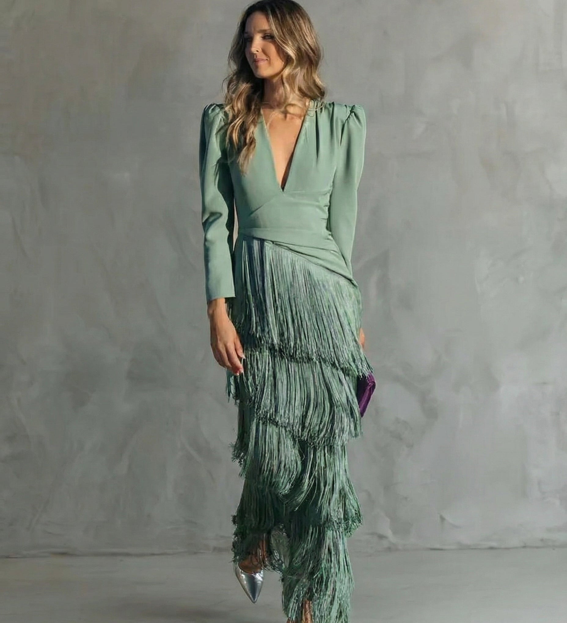 Hazel - Fringe Sleeve Dress